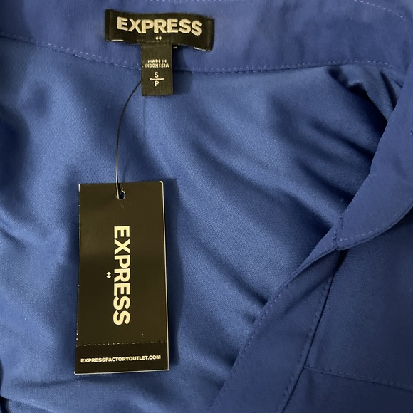 NWT Express Shirt Dress Roll Tab Sleeve Belted Blue Size Small - Picture 4 of 6
